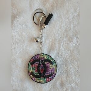 Vibrant Logo Rhinestone Colorful Keychain Bag Charm